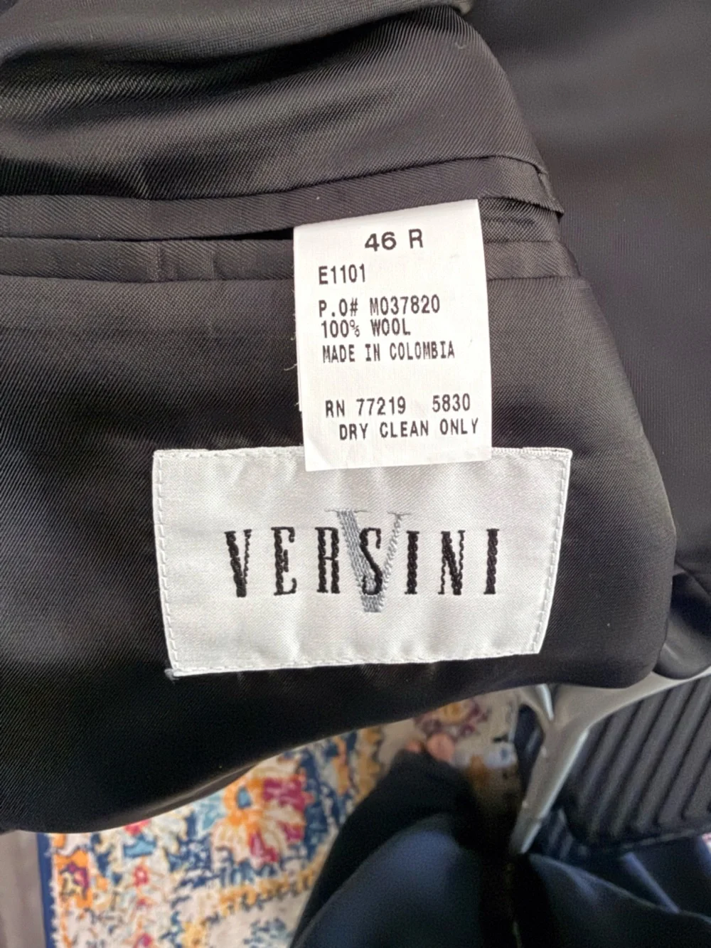 Versini Men’s Black 100% Wool Blazer Sport Coat 46R
